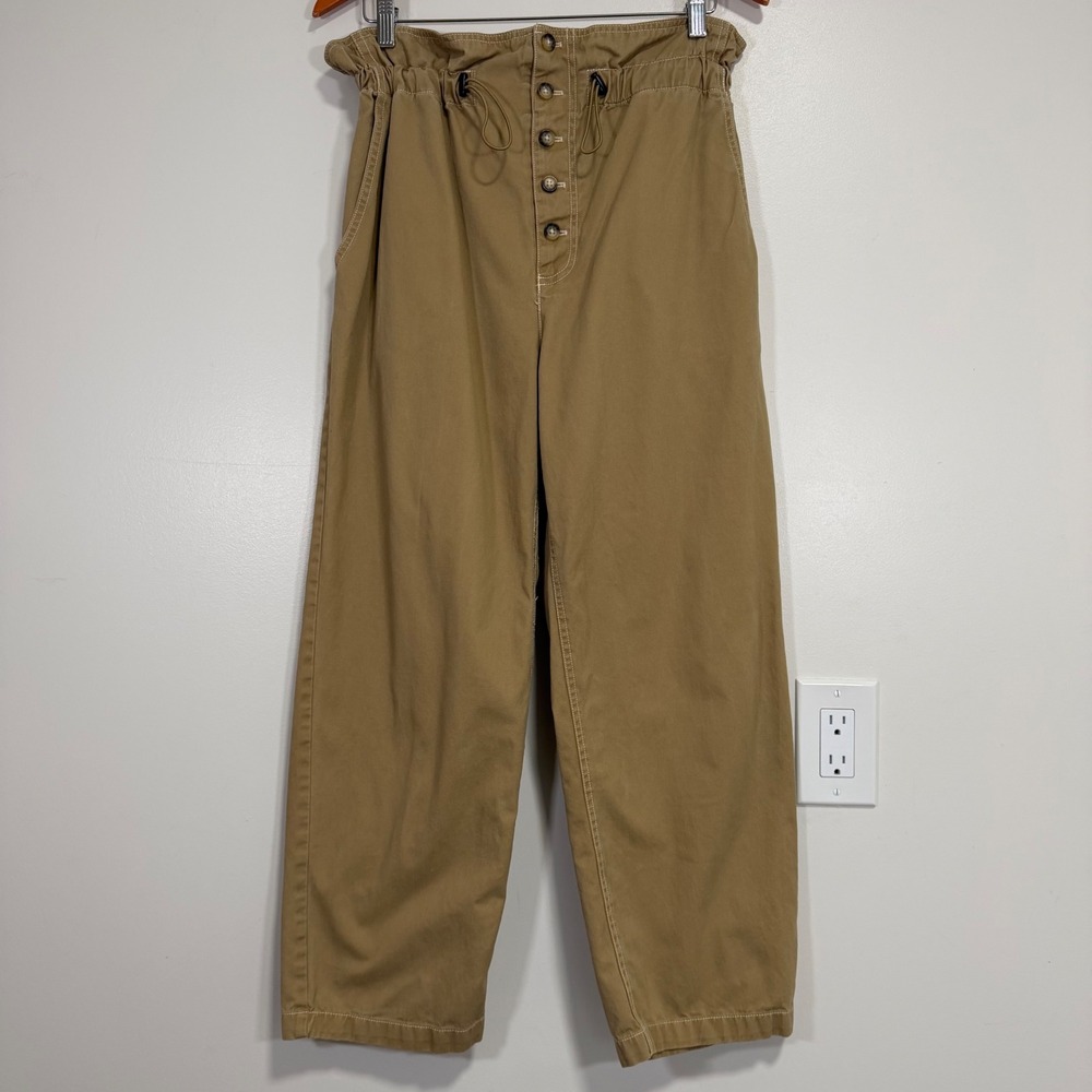 Urban Outfitters Paperbag Button Fly Pants Womens Medium Tan Khaki Utility
